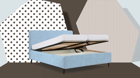 Opbergbed Sunna, lichtblauw