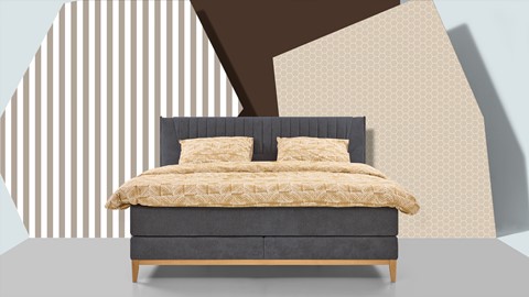 Boxspring Nove vlak met gestoffeerde matras, donkergrijs