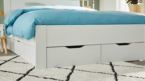 Bed Space met hoofdbord en opbergladen, wit