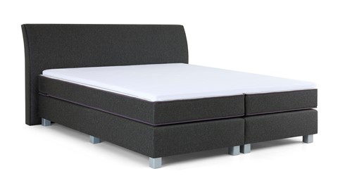 Boxspring Morero vlak met gestoffeerd matras, charcoal