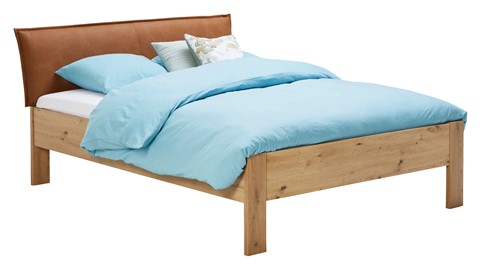 Bed Space met lederlook hoofdbord, eiken + bruin