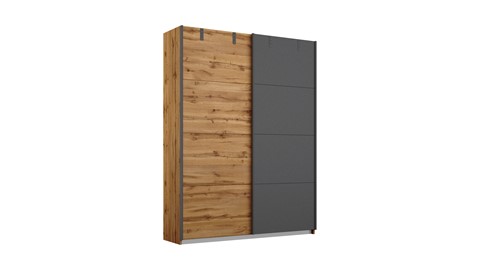 Schuifdeurkast Detroit, eiken/grijs