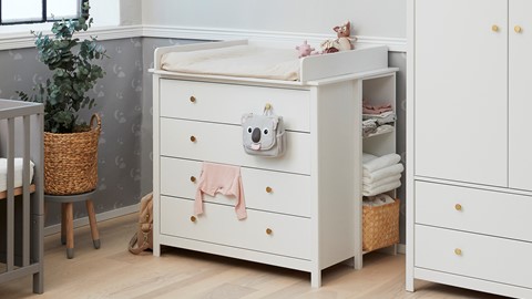 Commode Luna 4 laden met opzet en regaal, white