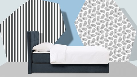 Opbergbed Mani met gestoffeerd matras, donkerblauw wind