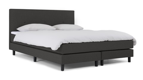 Boxspring Illinois vlak met gestoffeerd matras 2-persoons, donkergrijs