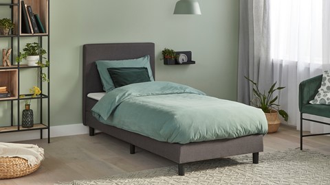 Boxspring Illinois vlak met gestoffeerd matras, donkergrijs