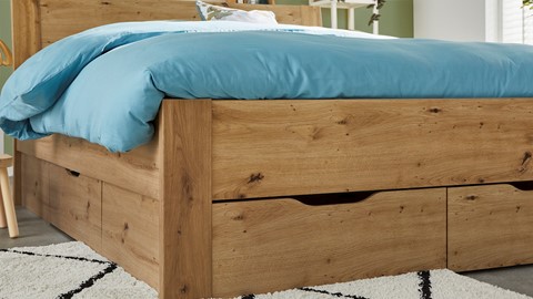 Bed Space met hoofdbord en opbergladen, eiken