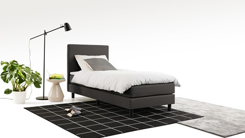 Boxspring California vlak met gestoffeerd matras 1-persoons, donkergrijs