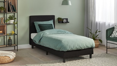 Boxspring Illinois vlak met Bridge matras, zwart