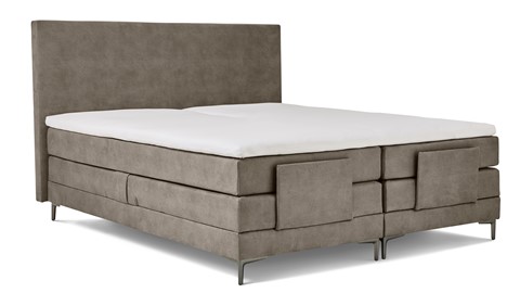 Boxspring Broad verstelbaar met gestoffeerd matras, grijs