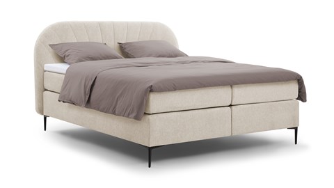 Boxspring Scallop vlak met gestoffeerd matras, beige