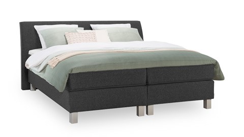Boxspring Morero vlak met gestoffeerd matras, charcoal