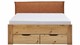 Bed Space met lederlook hoofdbord en opbergladen, eiken + bruin