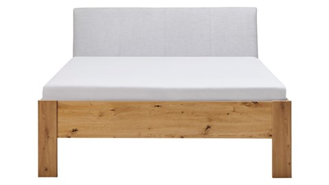 Bed Space met gestoffeerd hoofdbord, eiken + zilvergrijs