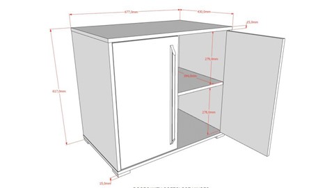 Commode 2 deuren voor halfhoogslaper Sam, eik