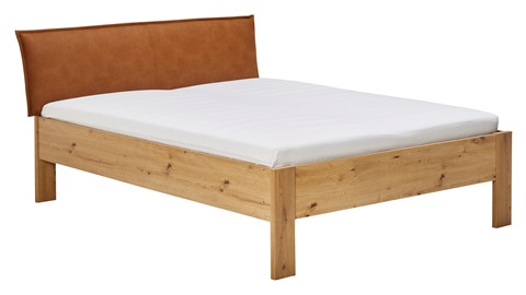 Bed Space met lederlook hoofdbord, eiken + bruin