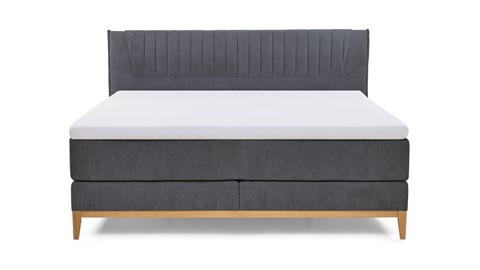 Boxspring Nove vlak met gestoffeerde matras, donkergrijs