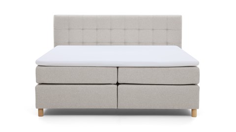 Boxspring Grid vlak met gestoffeerd matras, lichtgrijs