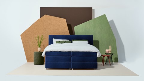 Opbergboxspring Square met gestoffeerd matras, floyd donkerblauw