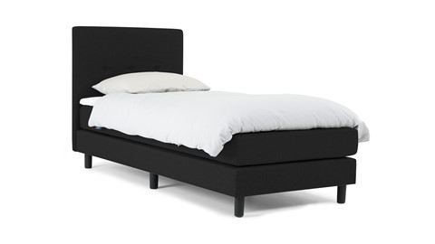 Boxspring Illinois vlak met gestoffeerd matras 1-persoons, zwart