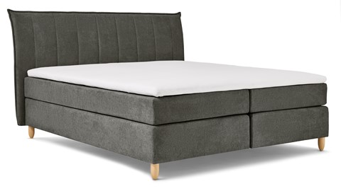 Boxspring Edge vlak met gestoffeerd matras, antraciet