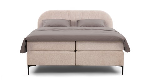 Boxspring Scallop vlak met gestoffeerd matras, pale