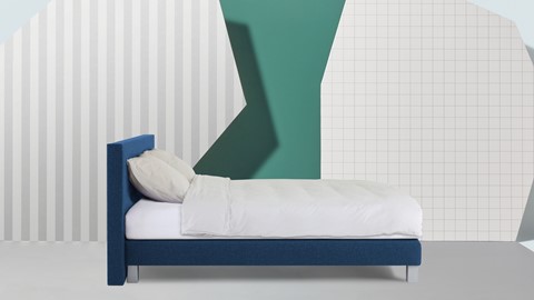 Box Kerry Deluxe vlak met gestoffeerd matras, blauw