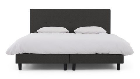 Boxspring Illinois vlak met Bridge matras 2-persoons, donkergrijs