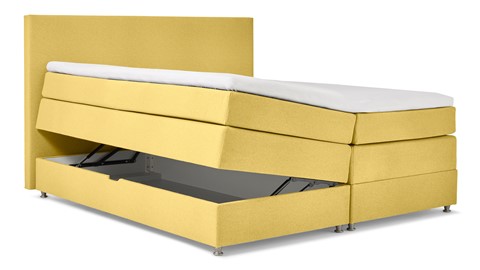 Opbergboxspring Square met gestoffeerde matras., geel