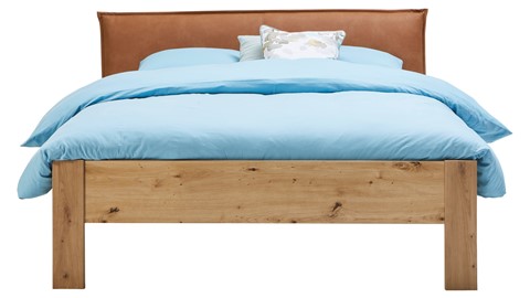 Bed Space met lederlook hoofdbord, eiken + bruin