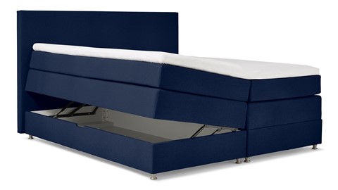 Opbergboxspring Square met gestoffeerde matras., blauw
