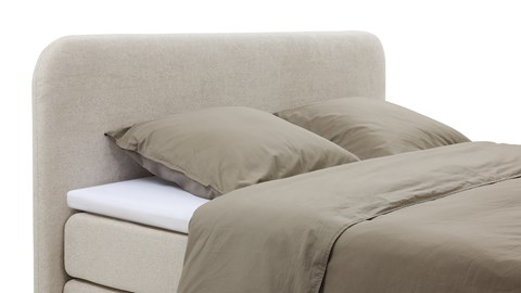 Boxspring Round vlak met gestoffeerd matras, natural