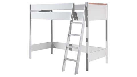 Hoogslaper Londen met nachtkast, bureau en kast, wit