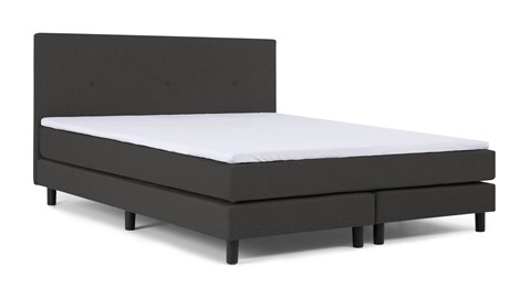 Boxspring Illinois vlak met gestoffeerd matras 2-persoons, donkergrijs