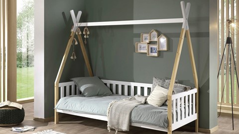 Bed Tipi verhoogd, wit