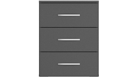 Nachtkast Reno met 3 laden, grijs metallic