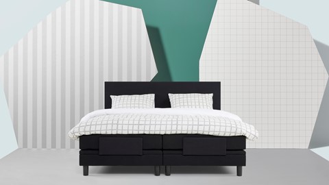 Box Lowen verstelbaar met gestoffeerd matras, zwart