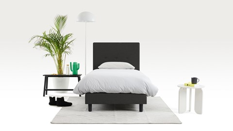 Boxspring Illinois vlak met Bridge matras 1-persoons, donkergrijs