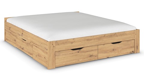 Bed Nori met 4 opbergladen, artisan eiken