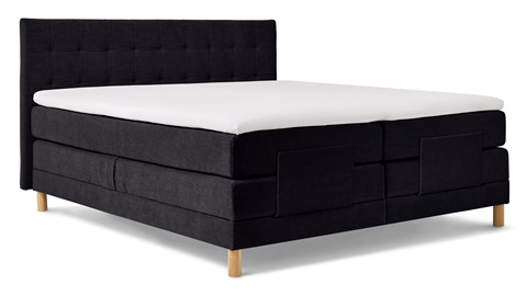 Boxspring Grid verstelbaar met gestoffeerd matras, zwart