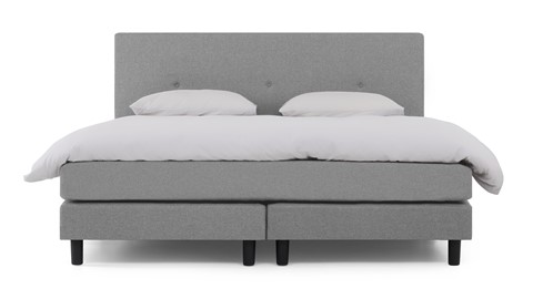 Boxspring Illinois vlak met gestoffeerd matras 2-persoons, lichtgrijs