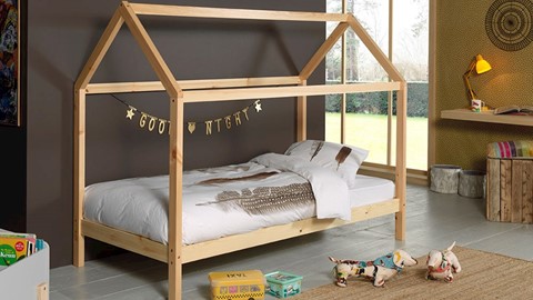 Bed Dallas met dak, naturel