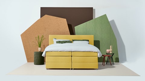 Opbergboxspring Square met gestoffeerd matras, floyd okergeel