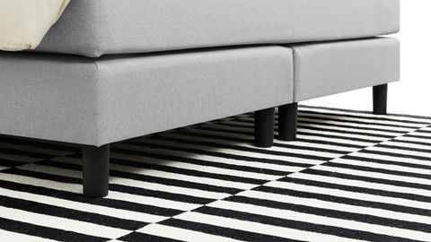 Boxspring Boston vlak met gestoffeerde matrassen, lichtgrijs
