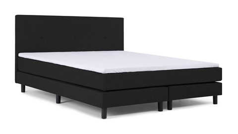 Boxspring Illinois vlak met gestoffeerd matras 2-persoons, zwart