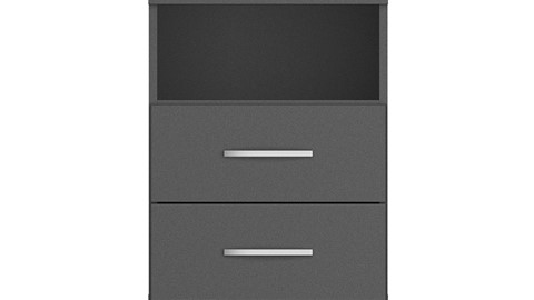 Nachtkast Reno met 2 laden en nis, grijs metallic