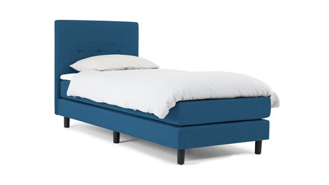 Boxspring Illinois vlak met gestoffeerd matras 1-persoons, blauw
