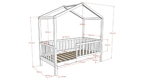 Huisbed Peuter Dallas, naturel