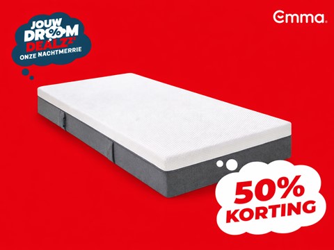 Een matras op een rode achtergrond