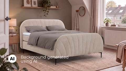 Boxspring Scallop vlak met gestoffeerd matras